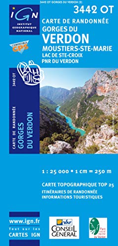 Carte de randonnée Gorges du Verdon - Moustiers IGN