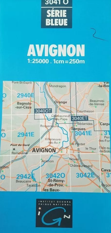 Avignon - Carte de randonnée - Série Bleue 3041 Ouest - IGN